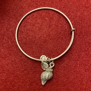 Alex + Ani Silver Toned Charm Bangle Bracelet-Conch Shell